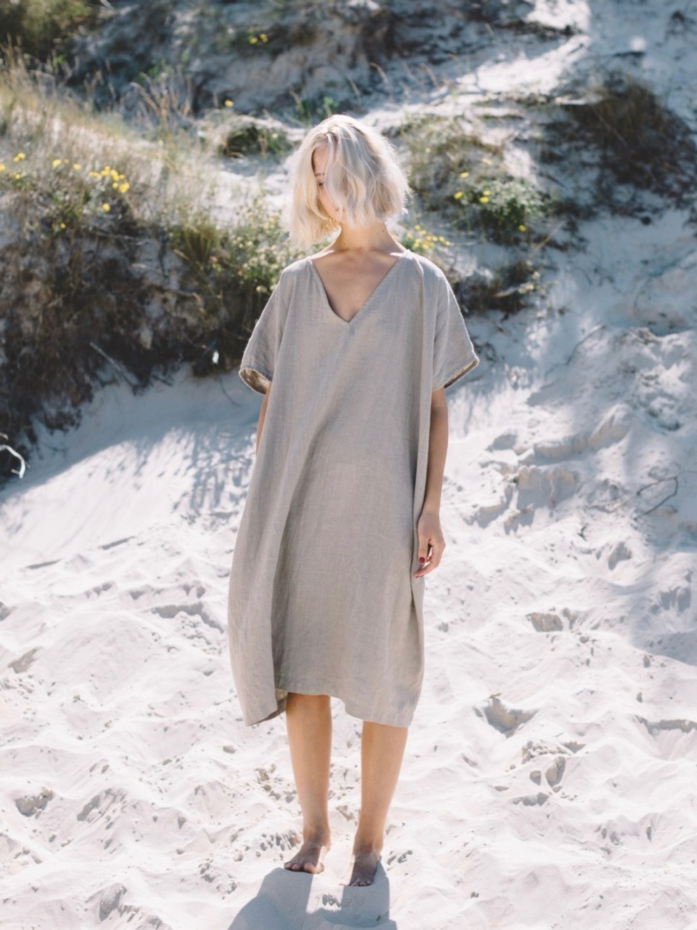 Linenfox Amalfi Dress well loved GREY